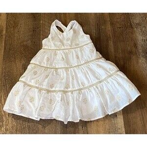 Artisan NY Dress Infant Baby Girl 12 Months White and Gold Sundress